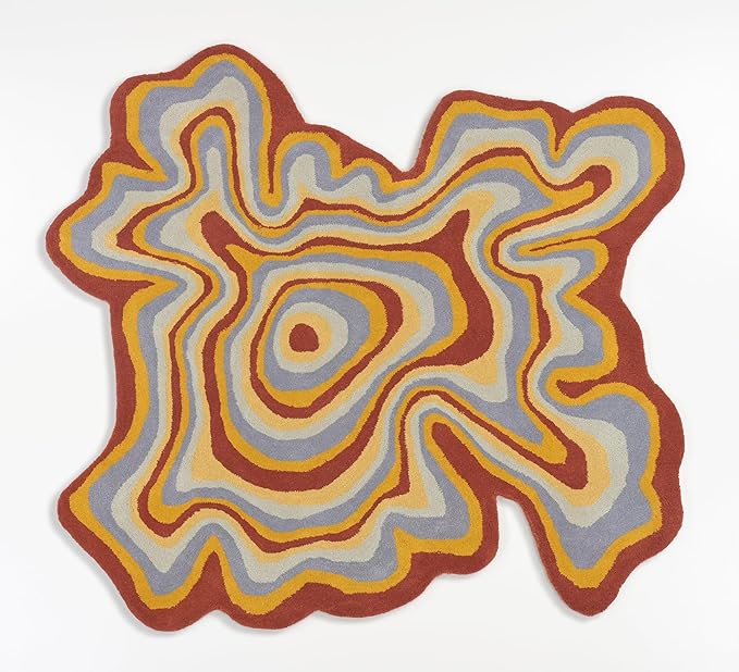 Irregular Shaped Handmade Wool Area Rug | Modern Colourful Stripe Premium Carpet | Perfect for Living Room, Bedroom, Dining Room & Home Decor (Desert, 10x10 ft)