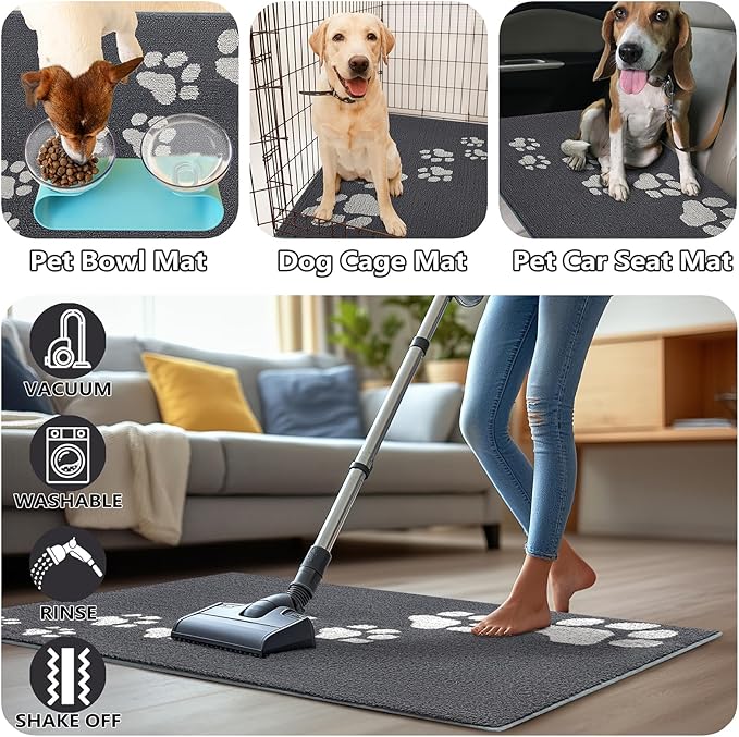 Timo Indoor Door Mat,20"x32" Super Absorbent Dog Mats, Low-Profile Washable Entryway Rug, Rubber Backing Non Slip Front Door Mats, Resist Dirt Inside Entrance Doormat for Shoes, Grey