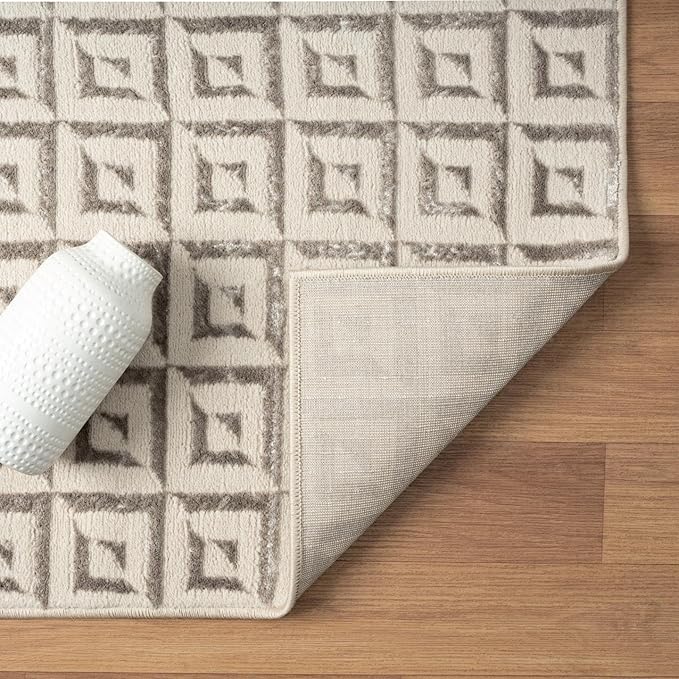 LUXE WEAVERS Geometric Greek Pattern Area Rug, Gray, 4'X5'