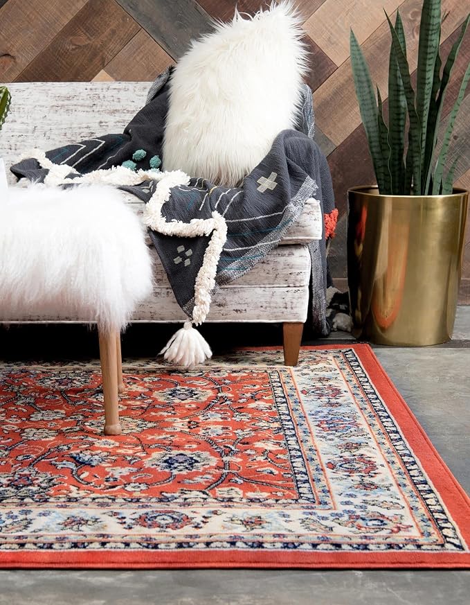 Rugs.com Yasmin Collection Rug – 8' x 10' Terracotta Medium Rug Perfect for Living Rooms, Large Dining Rooms, Open Floorplans