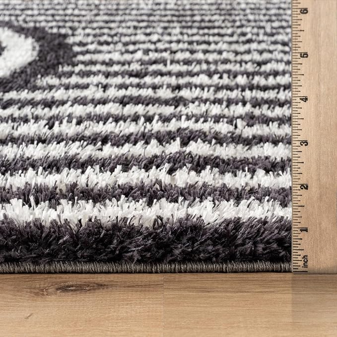 Rugshop Abstract Arch Shag Runner Rug Anthracite Dark Gray 2' 3" x 12' Great for Long Hallways, Open Entryways, or Galley Kitchens