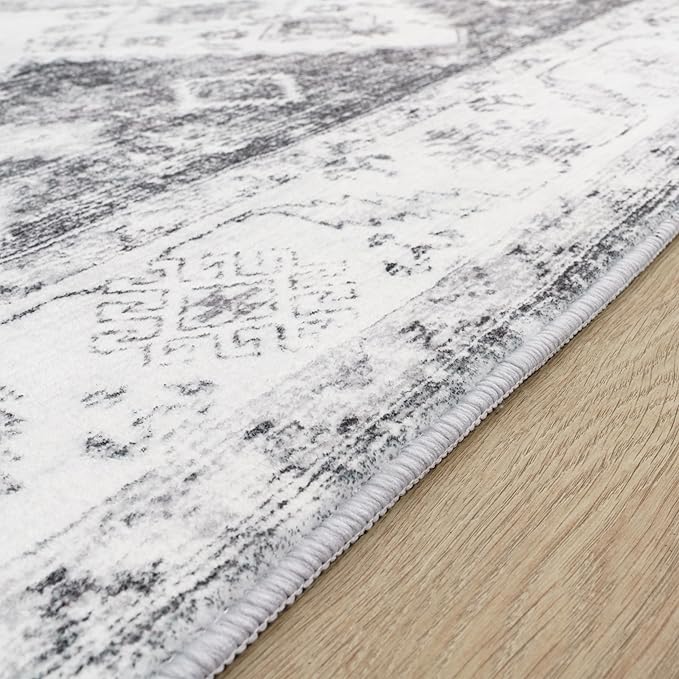 Paco Home Oriental Area Rug with Faded Vintage Look in Grey, Size: 2'8" x 4'11"
