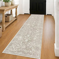 KILOCOCO Hallway Runner 2x8 Rug Runner Printed Vintage Floral Washable Kitchen Runners Non-Slip Rubber Backed Runners for Hallways Laundry Room Distressed Boho Rugs for Entryway Bedroom, Beige