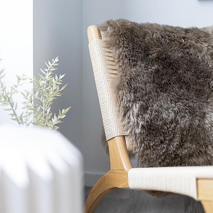 Sheepskin Long Hair 2x3 ft | Bedside Rugs for bedrooms, Sofa, Chair or The Dining Table | Each Sheepskin Rug is Unique and Created by Nature | Small Fluffy Rug in Color Light Brown