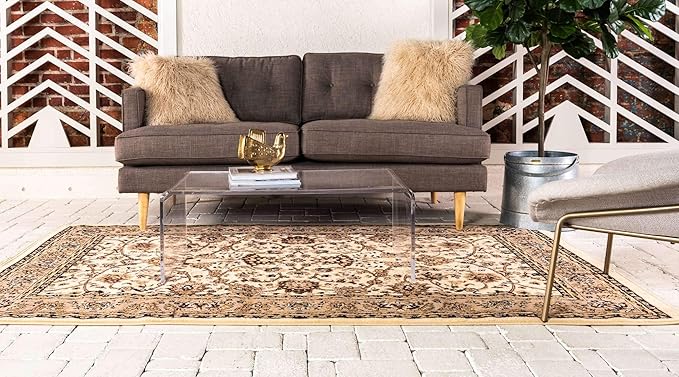 Unique Loom Sialk Hill Collection Area Rug - Washington (5' 3" x 8' Rectangle Ivory/Black)