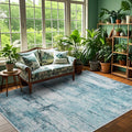 3x5 Abstract Rug for Entryway, Modern Teal Grey Washable Indoor Entry Way Area Rugs, Thin Soft Non-Slip Carpet Door Mat for Dining Room Kitchen Bedroom - Teal+Gray