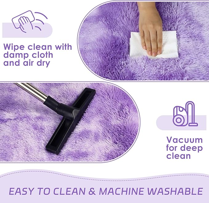 duduta Purple Plush Area Rugs for Bedroom 5x8 ft, Fluffy Carpet for Living Room Kids Room, Large Shag Dorm Rug, Washable Non Slip