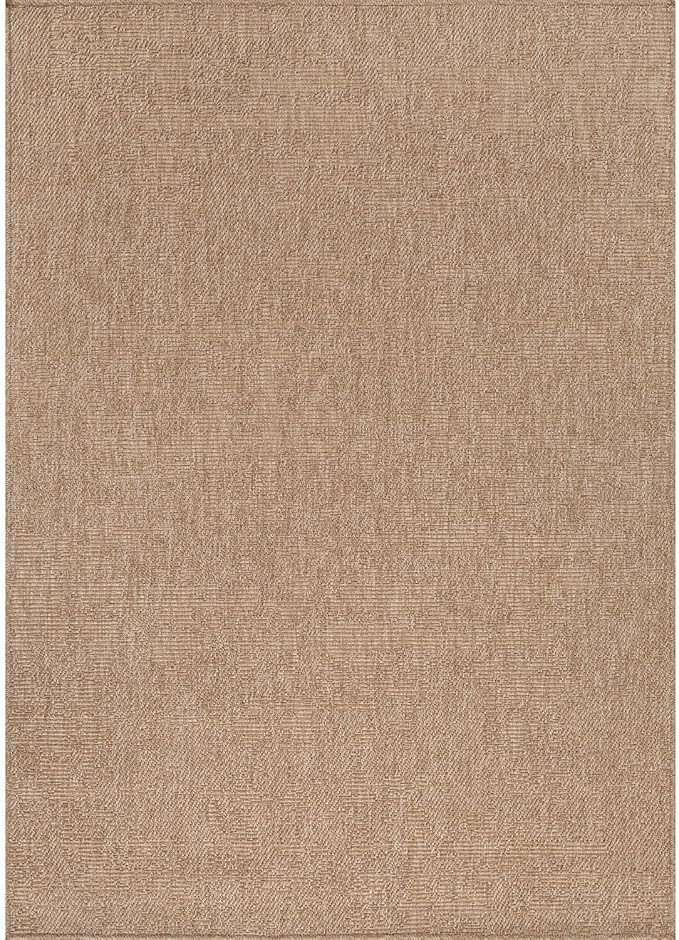 CAMILSON Easy Jute Rug 8x10, Indoor Outdoor Natural Color Fiber Area Rugs for Living Room Patio and Kitchen Rug, Solid Boho Woven Design, Easy-Cleaning, Washable Outside Carpet Alfombras (8 x 10)