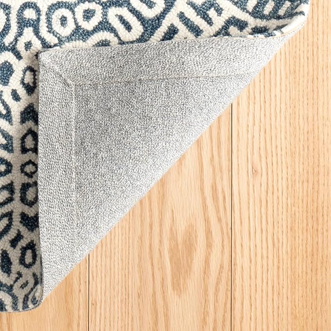 Dash and Albert Temple Wool Area Rug - 7.5 X 9.5 Ink Geometric Hand Micro Hooked Accent Rug - Durable, High Traffic Areas Hallway, Living Room, Stairs - Premium Luxury Hotel Quality Soft Breathable