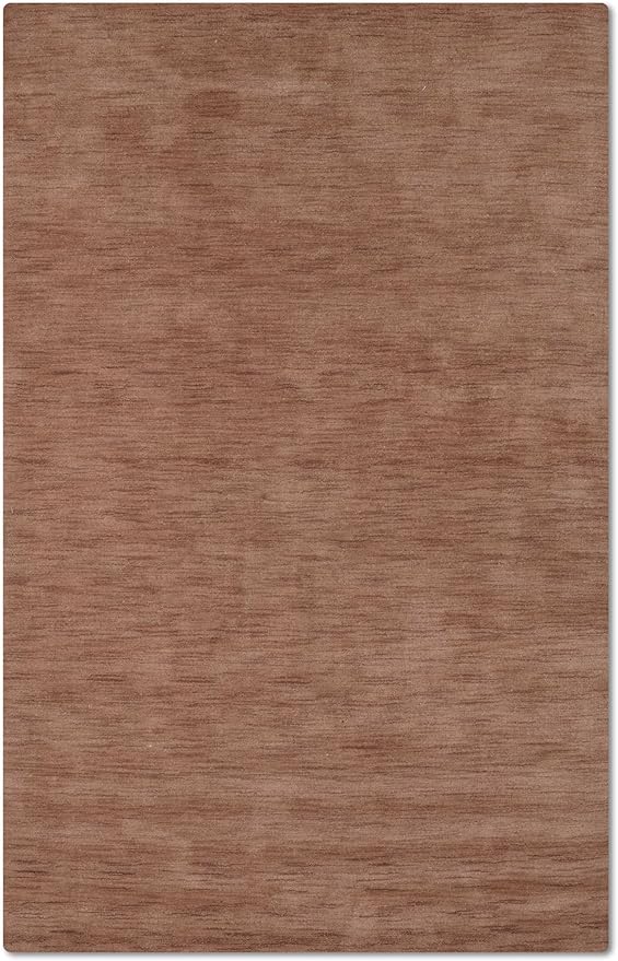 Hand Knotted Loom Wool ECO-Friendly Area Rugs - 4'x6', Rectangle, Light Brown Color, Solid Plain Design, High Pile Thick Handmade Anti Skid Rugs for Living Room (L00111)