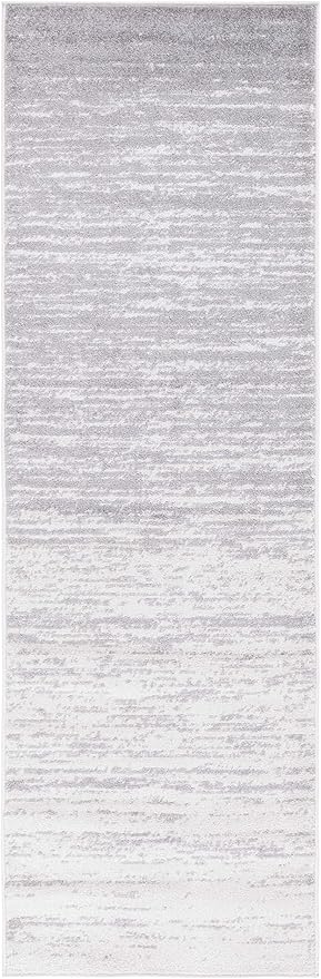 SAFAVIEH Adirondack Collection Runner Rug - 2'6" x 20', Ivory & Silver, Modern Ombre Design, Non Shedding & Easy to Clean, Ideal for Hallway, Foyer, Kitchen, Entryway, Bedroom (ADR113B)