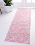 Rugs.com Lattice Frieze Collection Rug – 2' x 10' Runner Light Pink Medium Rug Perfect for Living Rooms, Large Dining Rooms, Open Floorplans