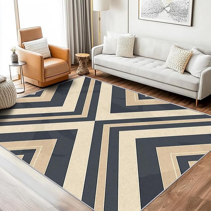 Modern Geometric Rug Small, Washable 2x3 Throw Rug for Entryway, Herringbone Chevron Patterned Indoor Door Mat, Modern Geometric Decor for Home, Bedroom, Soft Non Slip Thin Design FER72