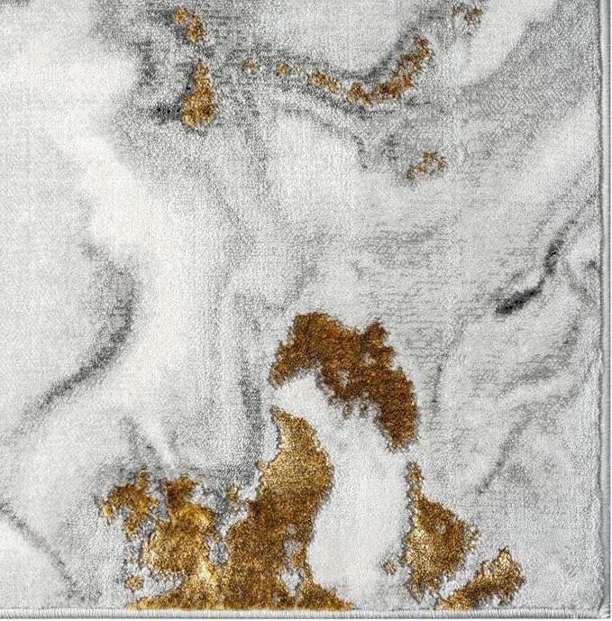 LUXE WEAVERS Marble Effect Abstract Gray 4x5 Area Rug