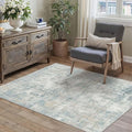 3x4 Washable Area Rug Blue Cream Abstract Entryway Office Throw Rug Neutral Modern Non Slip Soft Low Pile Lightweight Small Carpet for Kitchen Living Room Bedroom Entrance