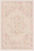 RUGGABLE Washable Area Rug – Kamran Soft Pink 6x9, Stain-Resistant, Non-Slip – Medium Machine Washable Rugs for Living Room, Bedroom, Hallway, Entryway & Office–with Cushioned Pad