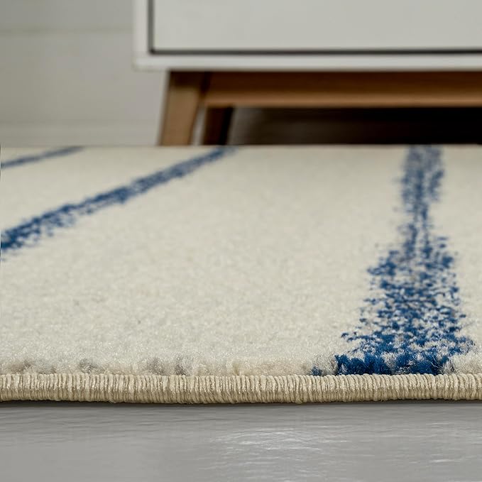 JONATHAN Y Williamsburg Minimalist Stripe Cream/Navy Indoor Area Rug, 8x10, Contemporary, Modern, Easy-Cleaning for Living Room, Bedroom, Kitchen, Pet Friendly, Non-Shedding (MOH201E-8)
