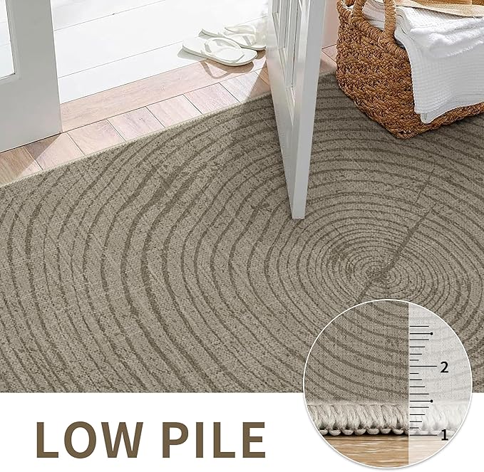 Bavni 5x7 Rug, Soft Machine Washable Area Rug Non Slip, Modern Printed Lightweight Rug, Abstract Pet Friendly Rug for Living Room, Playroom, Bedroom, Wood Brown