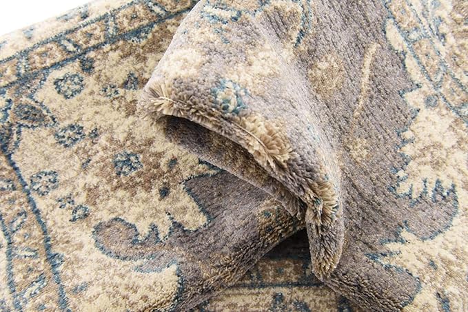 Unique Loom Salzburg Collection Classic Traditional Design Oriental Inspired Border Area Rug (5' 0 x 5' 0 Square, Gray/Beige)