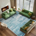 10x12 Abstract Area Rugs for Living Room, Modern Teal Grey Washable Indoor Rug for Bedroom, Soft Large Non-Slip Carpet for Dining Room Home Office Farmhouse Decor - Teal+Gray