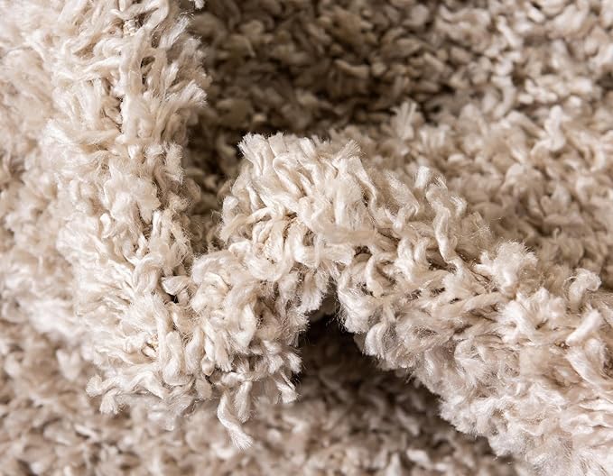 Unique Loom Davos Shag Collection Area Rug - Solid (5' 3" x 8' Oval, Linen)