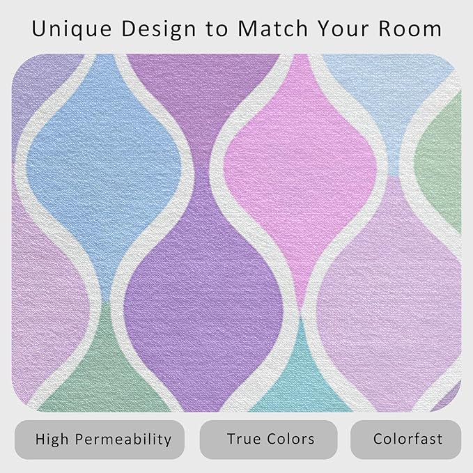 Washable 5x7 Abstract Wave Rug Living Room, Modern Geometric Colorful Design Area Rugs for Bedroom, Abstract Wave Home Decor Carpet, Low Pile, Non Slip, Kids & Pet Friendly (N4168)