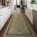 Retro 3x8 Rug Runners for Entryway Non Slip, Distressed Medallion Carpet Runners for Hallway 8ft, Low Pile Thin Runner Rug Non Slip Washable for Kitchen/Foyer/Mudroom/Bedroom, Multi Brown/Olive