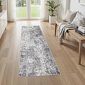 2X6 Washable Runner Rug for Hallway: Soft Neutral Modern Abstract Area Rug - Non-Slip Low Pile Long Throw Indoor Carpet for Kitchen Entryway Kitchen Bedroom Laundry Bathroom - Grey