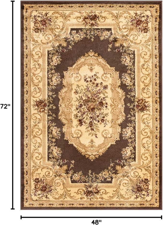 Rugs.com Chateau Collection Rug – 4' x 6' Brown Medium Rug Perfect for Entryways, Kitchens, Breakfast Nooks, Accent Pieces