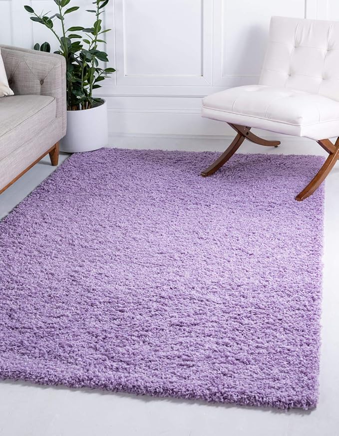 Unique Loom Solid Shag Collection Area Rug (8' x 10' Rectangle Lilac)