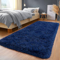 Shag Area Rugs for Living Room, Soft Fuzzy Plush Rugs, Upgrade Anti-Skid Modern Furry Rugs Fluffy Carpets for Kids Room Nursery Home Decor Dark Blue, 2x6Feet