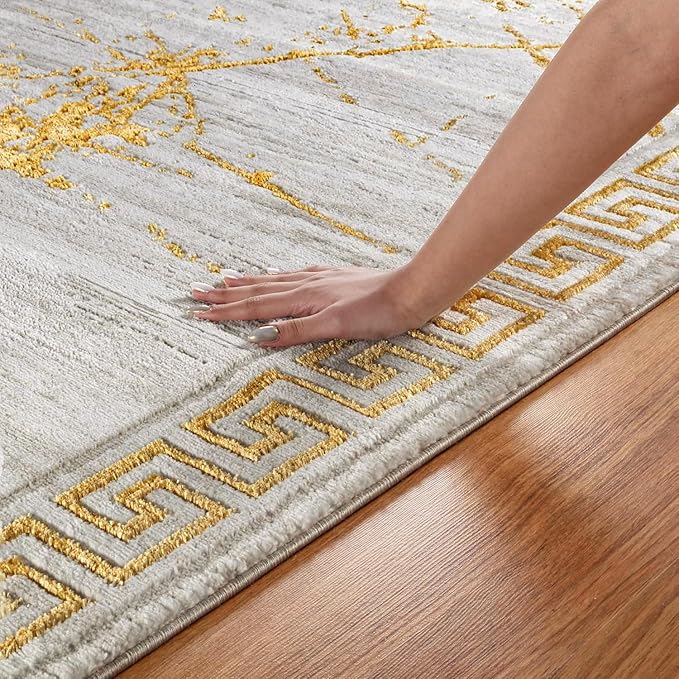 GLORY RUGS Area Rugs Marble 4x5 Cream Gold Carpet Modern Abstract Rug Living Room Dining Bedroom Rug