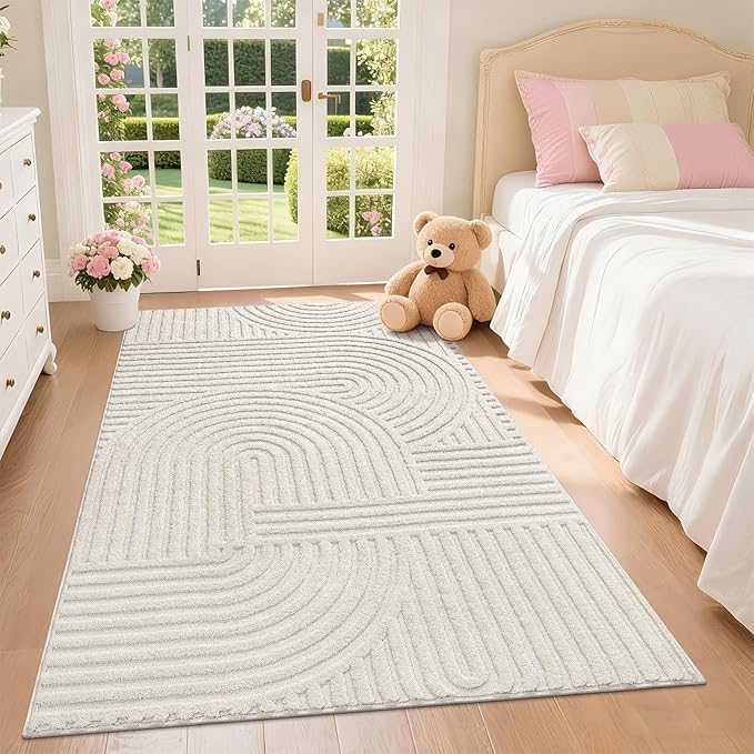 Pauwer 3x5 Washable Area Rugs for Living Room Modern Beige Solid Color Soft Fluffy Rugs for Bedroom Non Slip Boho Accent Indoor Mat Floor Carpet Cover for Kids Room Dining Room Kitchen Office, Beige