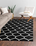 Rugs.com Lattice Frieze Collection Rug – 7' x 10' Black Medium Rug Perfect for Living Rooms, Large Dining Rooms, Open Floorplans