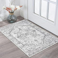 KOZYFLY Small Area Rug 2x3 Ft Rugs for Entryway Washable Boho Entry Rug Non Slip Door Mat Indoor Entrance Faux Wool Vintage Printed Kitchen Rug Throw Rugs for Entrance Kitchen, Gray
