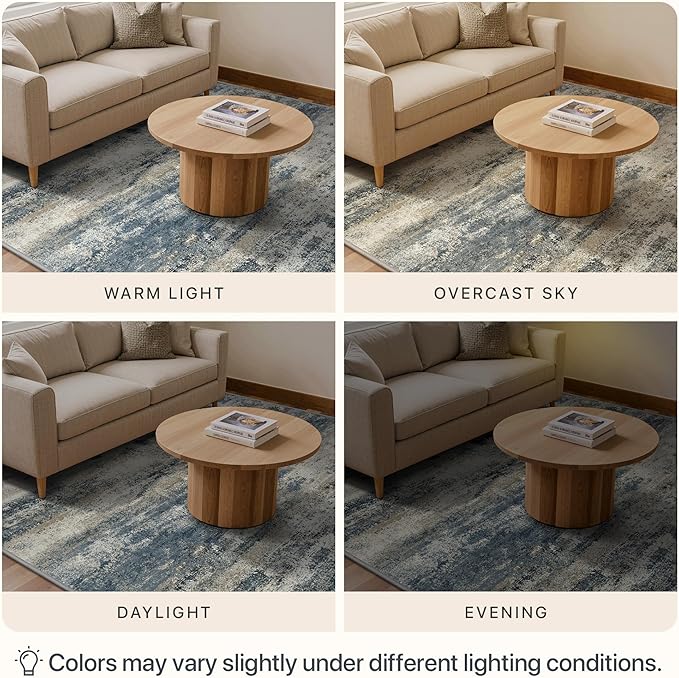 GENIMO 4x6 Rug for Entryway Washable Area Rug, Modern Abstract Small Rugs for Entrance Living Room, Bedroom Beside Rugs, Non-Slip Low Pile Lightweight Soft Carpet, Navy Blue