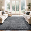 Fluffy Rug Shaggy Area Rug, Dark Grey 8x10 Area Rugs for Living Room, Large Shag Area Rugs for Bedroom Kids Room Home Decor, Upgrade Anti-Skid Rectangular Fuzzy Rugs