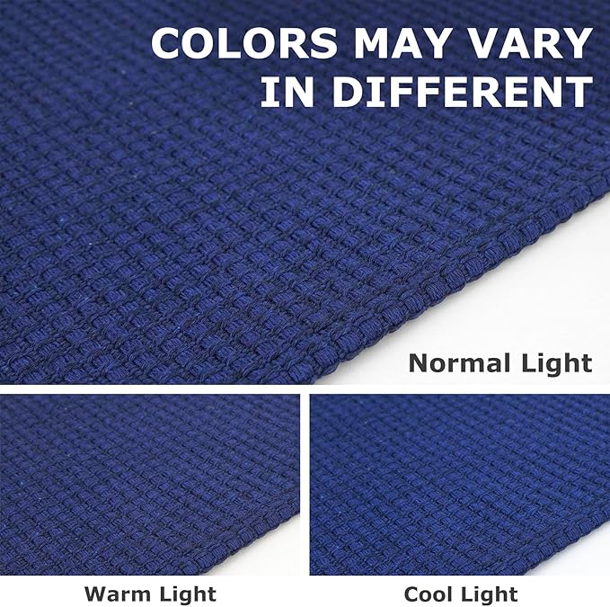IOHOUZE Washable Area Rug 4x6 Non Slip Rubber Backed Woven Rugs for Entryway Indoor Bedroom Rugs Kitchen Rug Floor Throw Carpet for Entrance, Living Room, Royal Blue/Navy