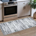 Modern Abstract Runner 2x5, Black Grey White Washable Kitchen Entryway Rug Mat Non-Slip Soft Hallway Rug Runner Thin Print Faux Wool Carpet for Bedroom Laundry Room Indoor Home Decor