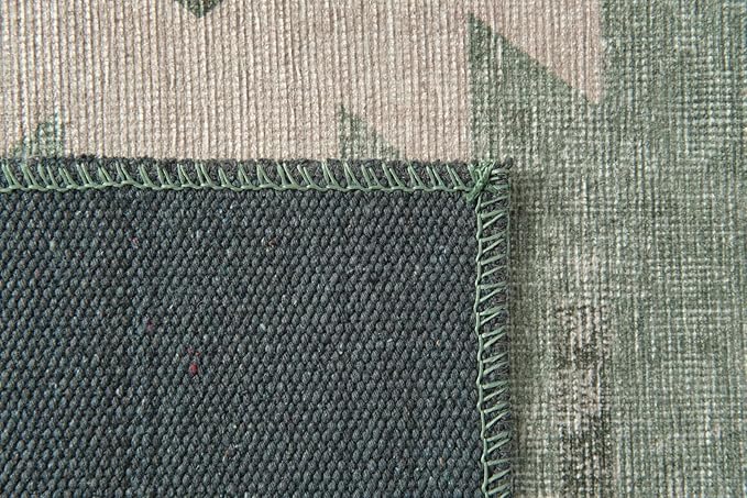 Revival Rugs Flam 8'x10' Zero-Shedding Area Rug for Living Room Bedroom - Oeko-TEX Certified, Low Pile, Spot Clean, Green