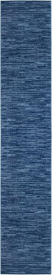 Nourison Home Nourison Essentials Navy Blue 2'2" x 12' Area Rug - Easy Clean, Non Shedding, Bed Room, Living Room, Dining Room, Kitchen (12' Runner)