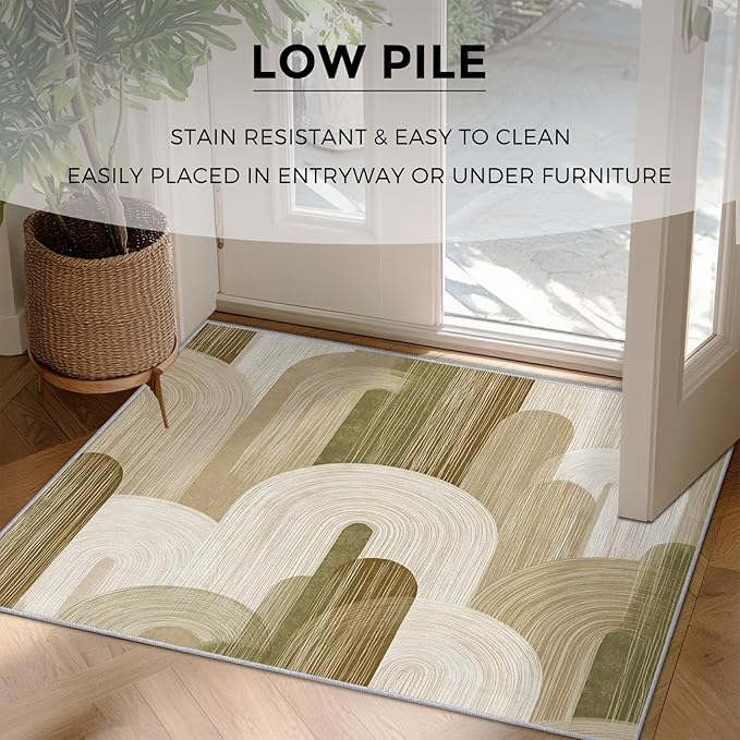 Abstract Geometry Rugs for Home Decor, 5x7 ft, Minimalist Geo Arched Area Rugs for Living Room, Soft Non Slip Washable Mid Century Modern Carpet Bedroom Decorations Dt-Ghf-19