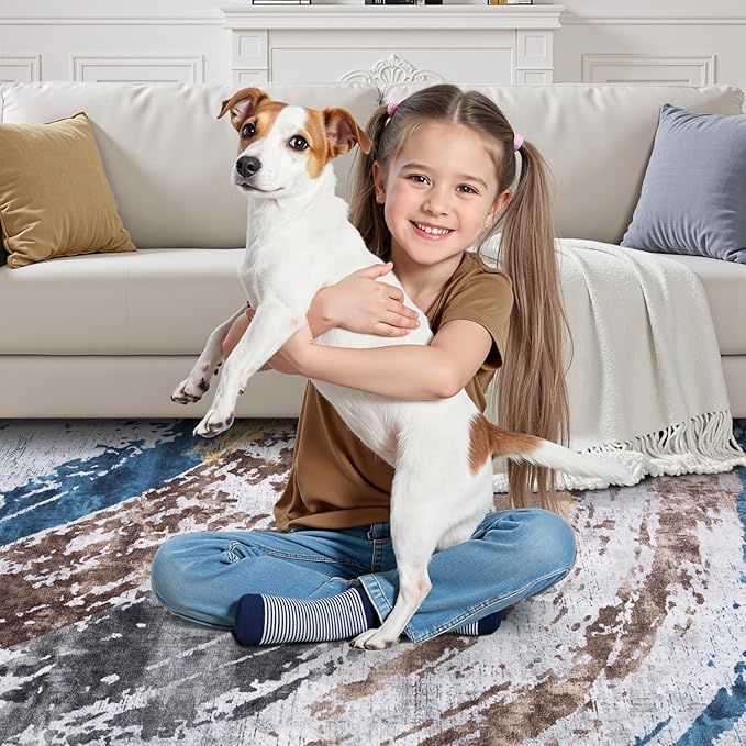 Ciicool Modern Abstract Swirl Area Rug, 2x3 Grey Navy Washable Small Entryway Rug, Low Pile Soft Non-Slip Kitchen Rug Thin Throw Rugs Room Mat Foldable Bathroom Rugs Non-Shedding Floor Carpet Indoor