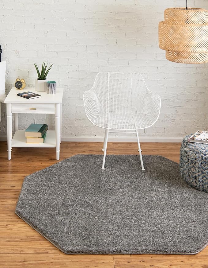 Unique Loom Solo Collection Area Rug - Calabasas (5' 3" Octagon, Gray)