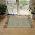 Collive 2' x 3' Small Entryway Rug, Washable Hand-Woven Kitchen Rug with Tassels, Natural/Green Farmhouse Low Profile Throw Rug Reversible Front Door Rug for Bedroom Bathroom Home Décor