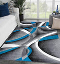 2305 Geometric Abstract Turquoise 9x12 Area Rugs for Living Room