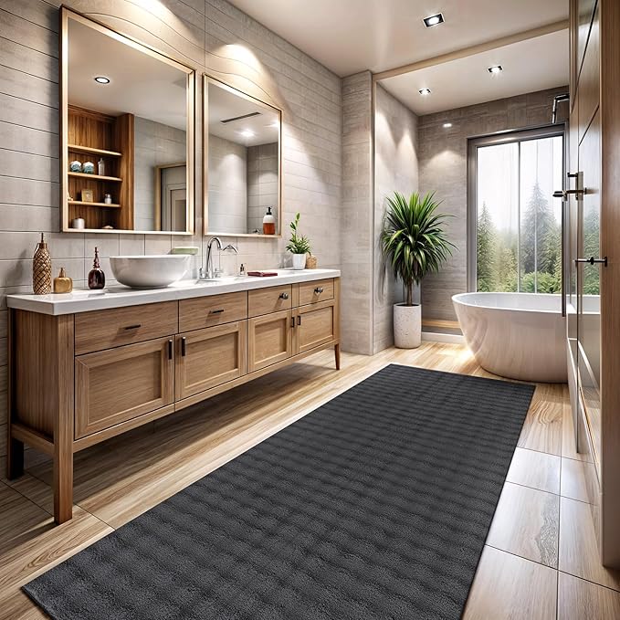 CAMILSON Modern Dark Gray Non Slip Runner Rug 2x7 Ultra Soft High Pile Kitchen Rugs Non Skid Rubber Backing Durable & Easy to Clean Carpet for Entryway Bathroom Indoor Use (2 x 7 Dark Gray)