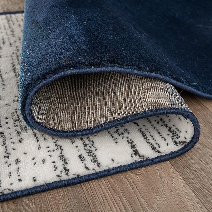 Rugshop Modern Geometric Boxes Navy Area Rug, Non-Shedding Carpet for Living Room, Bedroom, or Dining Room, 5'3" x 7'3"