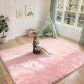 6x9 Solid Fluffy Pink Area Rug – Washable, Durable, Large Bedroom Rug, Non-Slip High Pile Shag Rugs for Living Room, Kids Room, Sofa Coffee Table, Nursery Rooms, Soft Indoor Floor Carpet