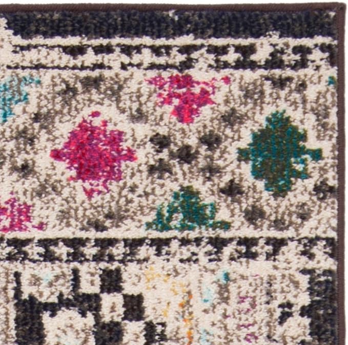 SAFAVIEH Madison Collection Accent Rug - 2'2" x 4', Black & Yellow, Boho Diamond Distressed Design, Non-Shedding & Easy Care, Ideal for High Traffic Areas in Entryway, Living Room, Bedroom (MAD418Z)